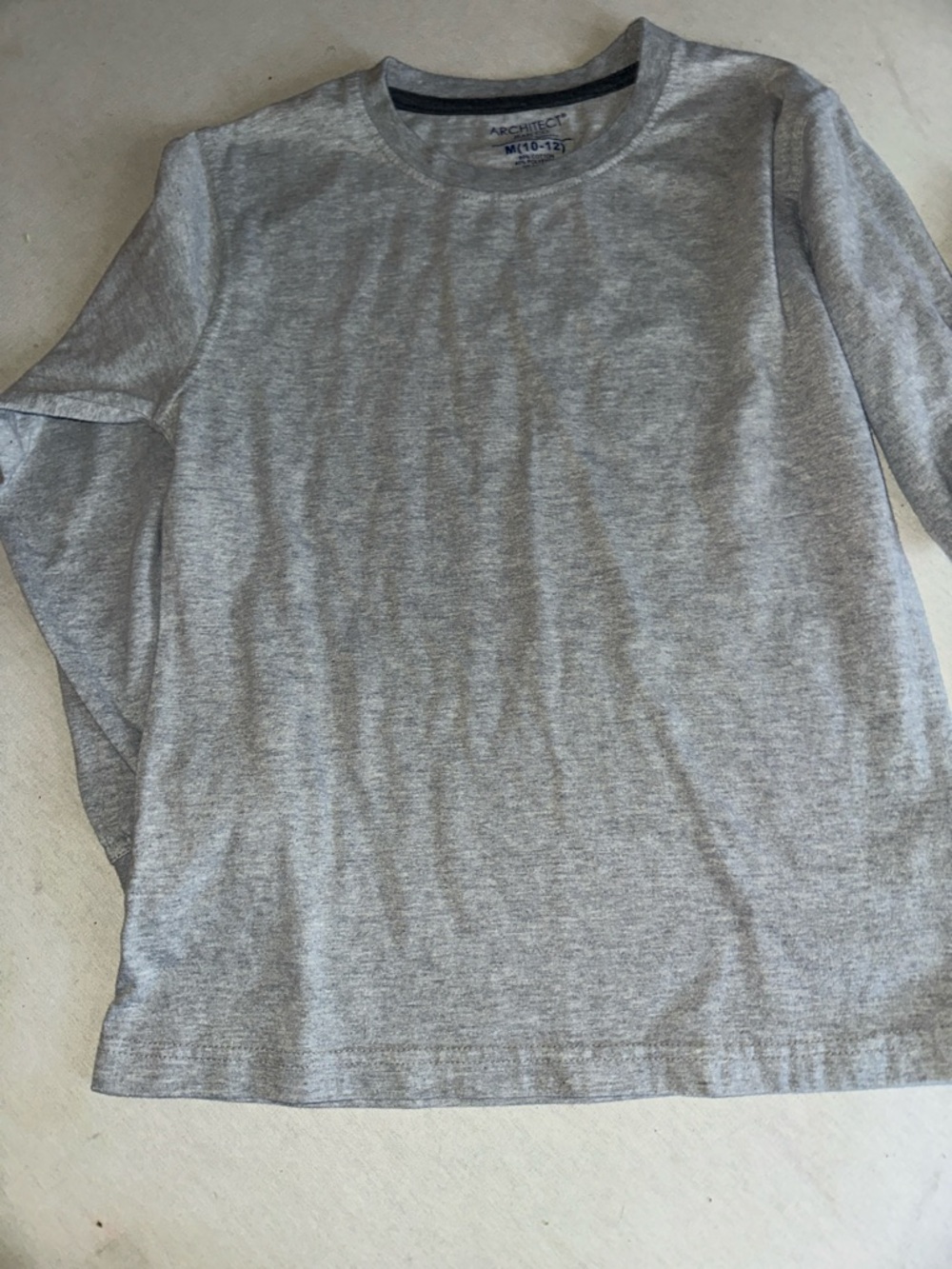Kids Size M Architect Light Grey Long Sleeve Crewneck Shirt for Men